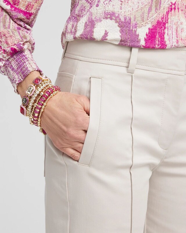Stretch Sateen Straight Cropped Pants - image 4